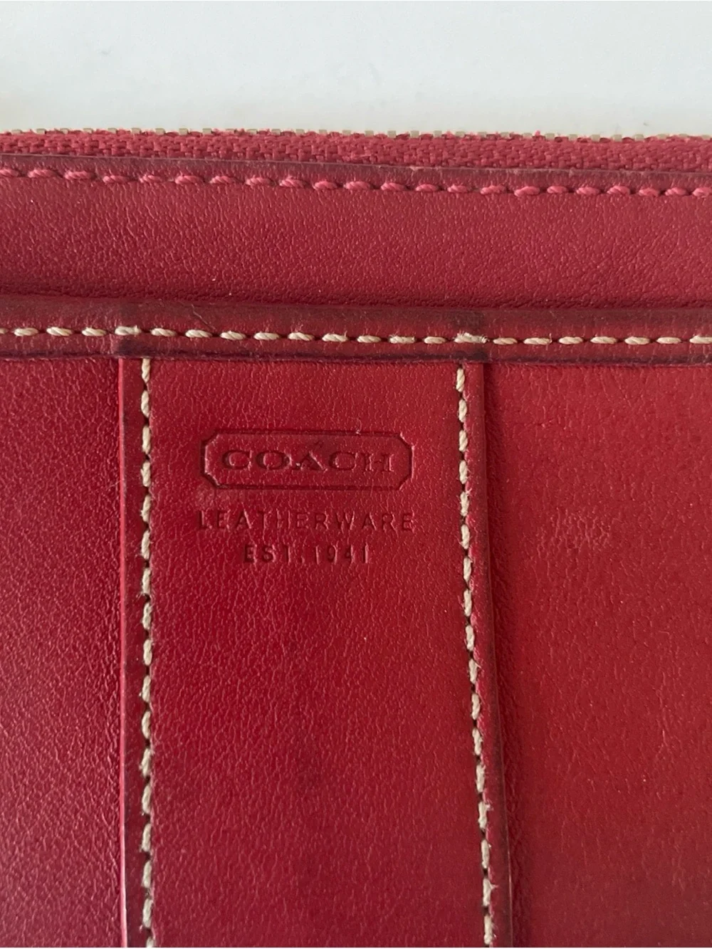 Coach Red Leather Card & Key Wristlet